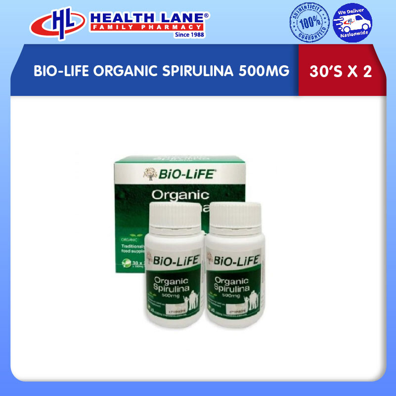 BIO-LIFE ORGANIC SPIRULINA 500MG (30'SX2)